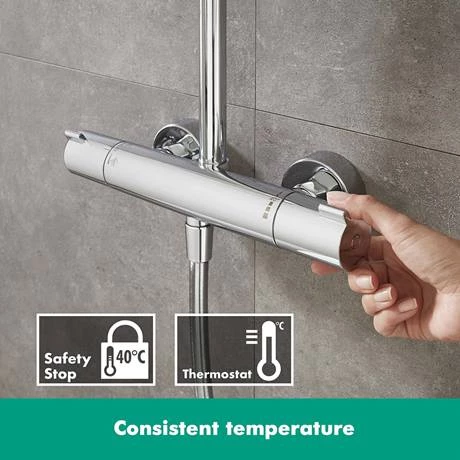 Hansgrohe Crometta S Showerpipe 240 Thermostatic Shower Mixer - 27267000 - Image 5