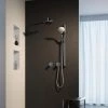 Keuco Ixmo Round Thermostatic Shower System with Head + Slide Rail Kit - Chrome