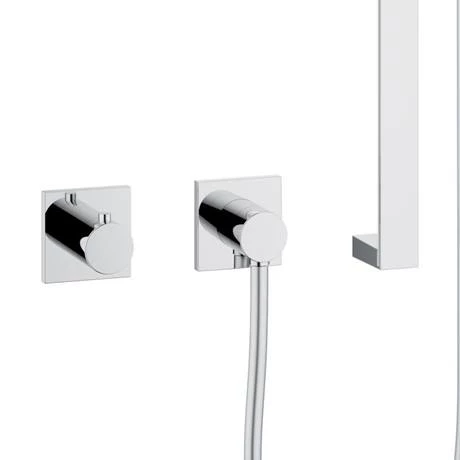 Keuco Ixmo Square Thermostatic Shower System with Head + Slide Rail Kit - Chrome - Image 4