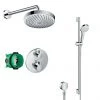 Hansgrohe Ecostat S Round Complete Shower Set with Croma Select S Shower Slider Rail Kit