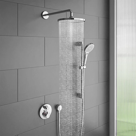 Hansgrohe Ecostat S Round Complete Shower Set with Shower Slider Rail Kit