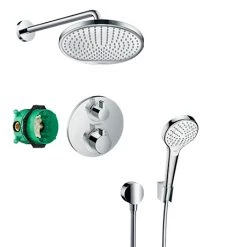 Hansgrohe Ecostat S Round Complete Shower Set with Wall Mounted Shower Handset