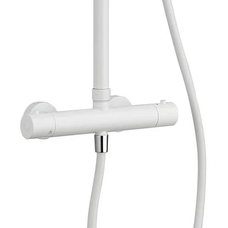Arezzo Modern Round Thermostatic Shower (300mm Head - Matt White) - Image 3