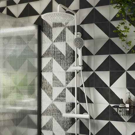 Arezzo Modern Round Thermostatic Shower (300mm Head - Matt White)