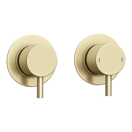 Arezzo Brushed Brass Concealed Individual Diverter + Thermostatic Control Valve with Handset + Ceiling Mounted Shower Head - Image 3
