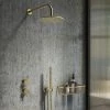 Arezzo Brushed Brass Concealed Individual Diverter + Thermostatic Control Valve with Handset + Wall Mounted Shower Head