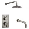 Arezzo Gunmetal Grey Shower Set (Fixed Round Shower Head + Bath Spout)