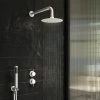 Arezzo Matt White Concealed Individual Diverter + Thermostatic Control Valve with Handset + Wall Mounted Shower Head
