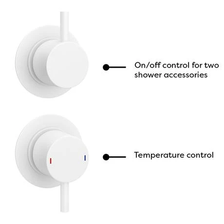 Arezzo Matt White Shower Set (Fixed Round Shower Head + Bath Spout) - Image 2