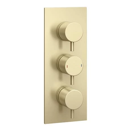 Arezzo Brushed Brass Round Thermostatic Shower Pack with 300mm Ceiling Mounted Head + Handset - Image 5