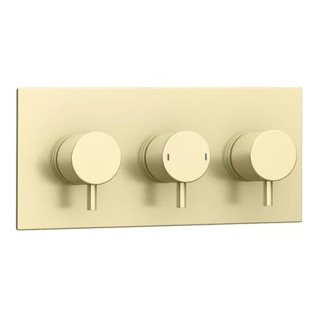 Arezzo Brushed Brass Round Thermostatic Shower Pack with 300mm Ceiling Mounted Head + Handset - Image 6