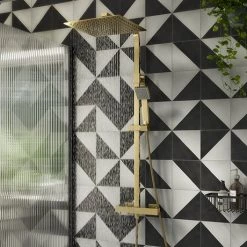 Arezzo Modern Square Thermostatic Shower (300 x 300mm Head - Brushed Brass)