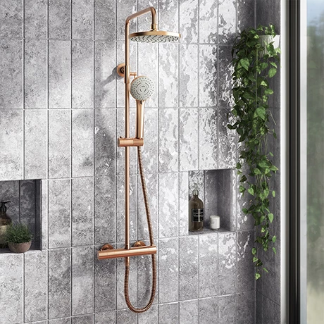 Arezzo Round Thermostatic Shower - Brushed Bronze