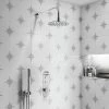 Arezzo Chrome Push-Button Shower with Handset + Rainfall Shower Head