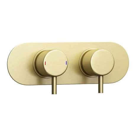 Arezzo Brushed Brass Round Shower System w. Diverter, Fixed Head + 4 Body Jets (Oval Backplate) - Image 5