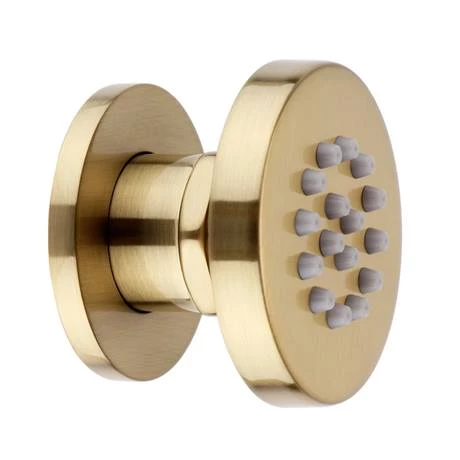 Arezzo Brushed Brass Round Concealed Triple Shower Valve with Fixed Head + 4 Body Jets - Image 4