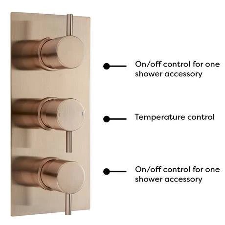 Arezzo Rose Gold Round Thermostatic Shower Pack with Ceiling Mounted Head + Handset - Image 2