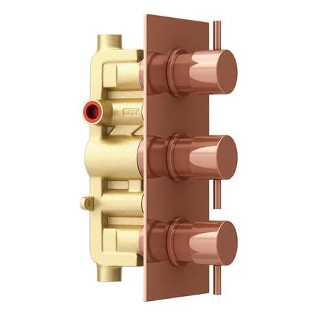Arezzo Rose Gold Round Thermostatic Shower Pack with Ceiling Mounted Head + Handset - Image 4