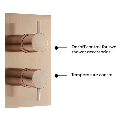Arezzo Rose Gold Round Shower System (Twin Valve with Diverter, Wall Mounted Head + Handset) - Image 2