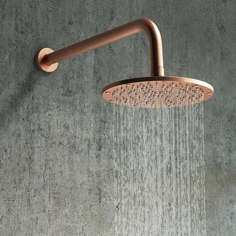 Arezzo Rose Gold Round Shower System (Twin Valve with Diverter, Wall Mounted Head + Handset) - Image 6