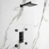Arezzo Matt Black Square Concealed Triple Shower Valve with Fixed Head + 4 Body Jets