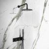 Arezzo Matt Black Round Shower System (Fixed Head, Handset + Integrated Parking Bracket)