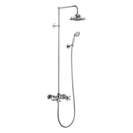 Burlington Eden Thermostatic Two Outlet Exposed Shower Bar Valve, Rigid Riser & Kit with Fixed Head