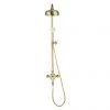 Crosswater Belgravia Unlacquered Brass Thermostatic Shower Valve with 8" Fixed Head, Slider Rail & Handset
