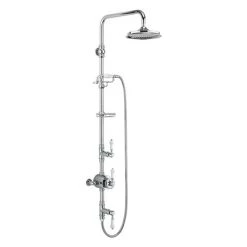 Burlington Stour Thermostatic Exposed Two Outlet Shower Valve, Rigid Riser, Hose & Handset with Fixed Shower Head