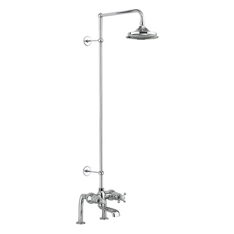 Burlington Tay Deck Mounted Bath Shower Mixer & Rigid Riser with Fixed Head