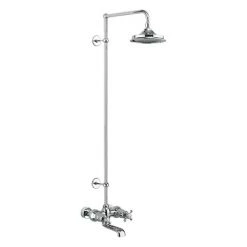 Burlington Tay Wall Mounted Bath Shower Mixer & Rigid Riser with Fixed Head