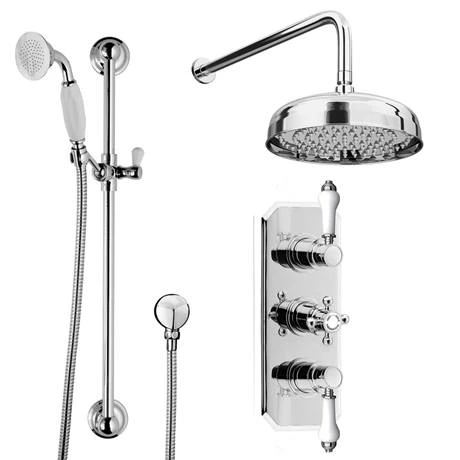 Belmont Traditional Shower Package - Concealed Valve with Fixed Head & Slider Kit - Image 2
