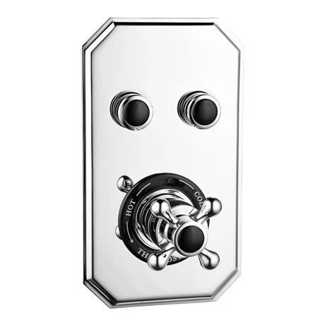 Chatsworth 1928 Black Traditional Push-Button Shower Pack with Slide Rail Kit + Wall Mounted Head - Image 2