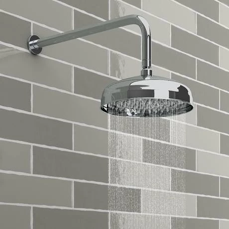 Chatsworth 1928 Black Traditional Push-Button Shower Pack with Slide Rail Kit + Wall Mounted Head - Image 4