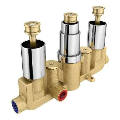 Cruze Round Triple Thermostatic Valve with Round Shower Head + Handset - Image 3