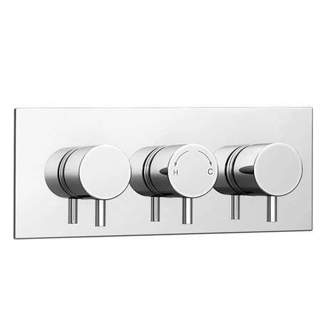 Cruze Round Triple Thermostatic Valve with Round Shower Head + Handset - Image 5