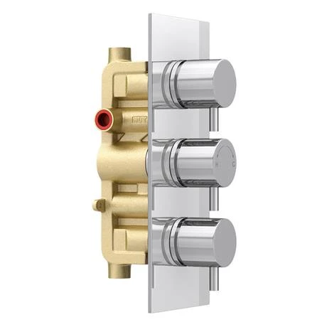 Cruze Round Triple Thermostatic Valve with Round Shower Head + Handset - Image 6
