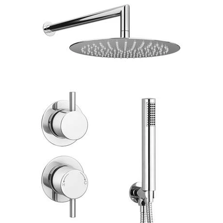 Cruze Round Concealed Individual Diverter + Thermostatic Control Valve with Handset + 300mm Shower Head - Image 2