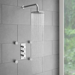 Cruze Triple Concealed Shower Valve with Fixed Shower Head + 4 Body Jets