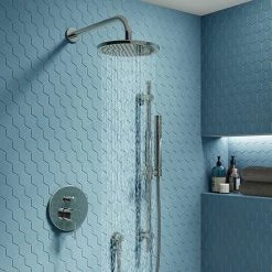 Cruze Chrome Shower System (Valve inc. 200mm Fixed Head + Slide Rail Kit with Handset)