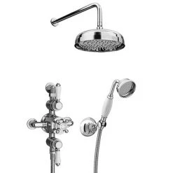Trafalgar Triple Exposed Thermostatic Shower (inc. Valve, Elbow, Handset + Fixed Shower Head)