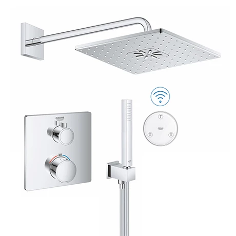 Grohe Grohtherm SmartConnect Square Head & Handset Shower Set