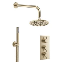 Crosswater MPRO Brushed Brass 2 Outlet 3-Handle Shower Bundle
