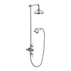 Crosswater - Belgravia Thermostatic Shower Valve with Fixed Head, Handset & Wall Cradle - Nickel