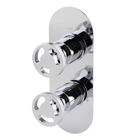 Arezzo Chrome Industrial Style Shower System with Concealed Valve, Head + Handset - Image 2