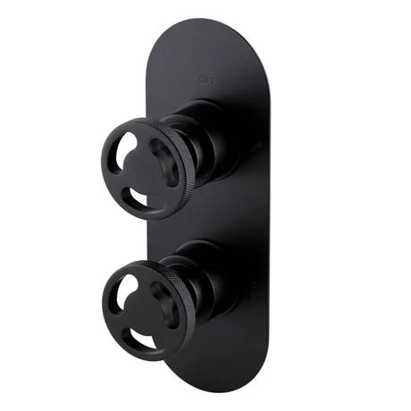 Arezzo Matt Black Industrial Style Shower System with Concealed Valve, Head + Handset - Image 2
