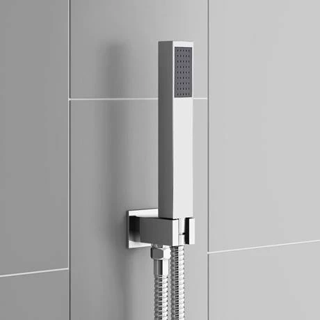 Milan Twin Shower Valve inc. Outlet Elbow, Handset + Ultra Thin Head with Vertical Arm - Image 3