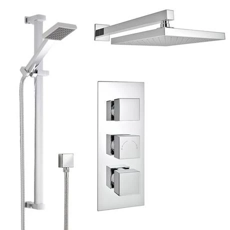 Milan Concealed Shower Valve with Slide Rail Kit + Wall Mounted Fixed Head - Image 2