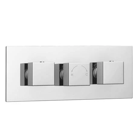 Milan Square Concealed Triple Shower Valve with Fixed Head & 4 Body Jets - Chrome - Image 6
