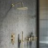 Arezzo Brushed Brass Round Thermostatic Shower Pack with Head + Handset (Oval Backplate)